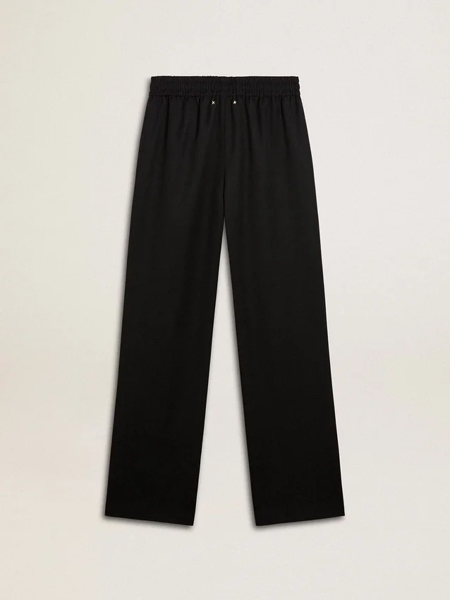 Pantalones de chándal negros de lana ligera para mujer