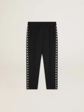 Pantalones de chándal negros para hombre con estrellas blancas en los costados
