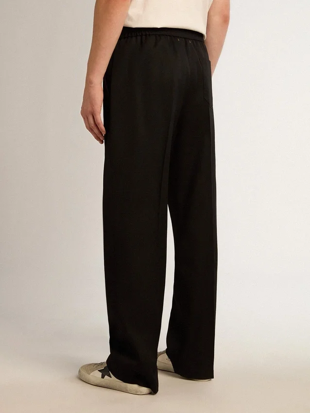 Pantalones de chándal para hombre de lana negra