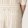 Pantalones de chándal unisex de algodón y lino a rayas en tonos crudo y arena