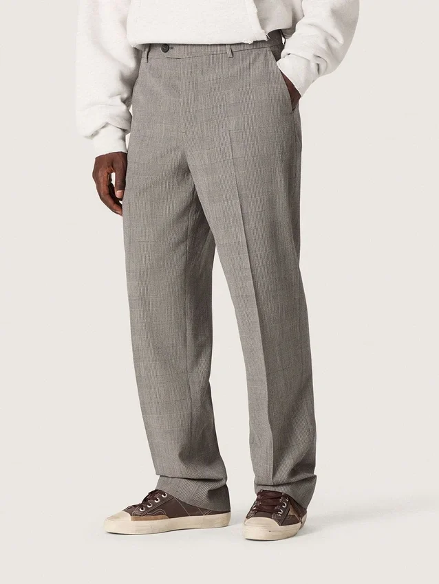 Pantalones de corte ajustado para hombre con diseño de cuadros Príncipe de Gales en gris