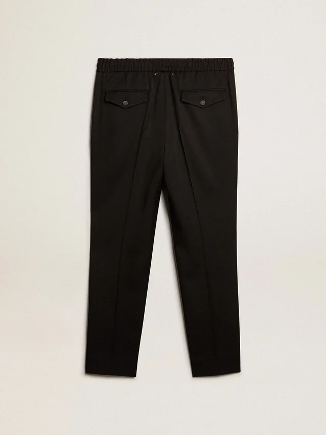 Pantalones de gabardina de lana negros para hombre