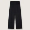 Pantalones de gabardina de lana negros para mujer
