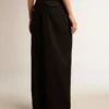 Pantalones de gabardina de lana negros para mujer