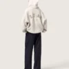 Pantalones de gabardina de lana negros para mujer