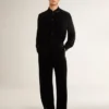 Pantalones de hombre con efecto terciopelo negro