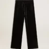 Pantalones de hombre con efecto terciopelo negro