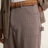 Pantalones de hombre de mezcla de lana con microdiseño de chevrón en color marrón claro