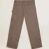 Pantalones de hombre de mezcla de lana con microdiseño de chevrón en color marrón claro