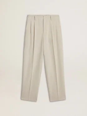 Pantalones de jogging para hombre en mezcla de lana color caqui