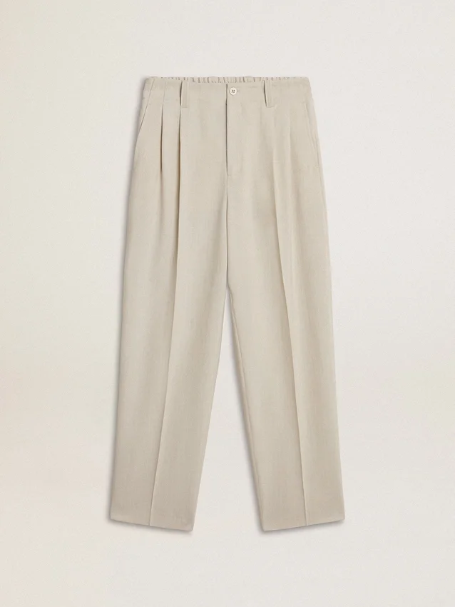 Pantalones de jogging para hombre en mezcla de lana color caqui
