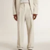 Pantalones de jogging para hombre en mezcla de lana color caqui