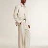 Pantalones de jogging para hombre en mezcla de lana color caqui