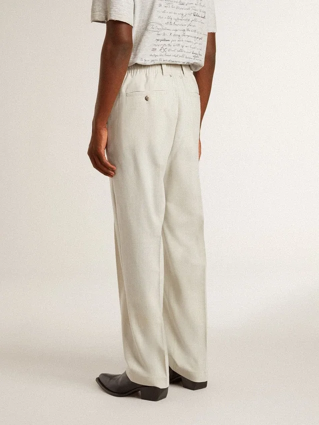 Pantalones de jogging para hombre en mezcla de lana color caqui