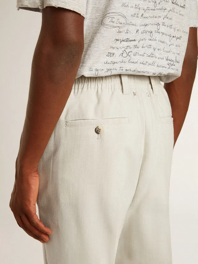 Pantalones de jogging para hombre en mezcla de lana color caqui