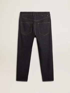 Pantalones de mezclilla azul oscuro para hombre en denim de un solo lavado
