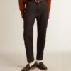 Pantalones de mezclilla azul oscuro para hombre en denim de un solo lavado