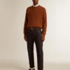 Pantalones de mezclilla azul oscuro para hombre en denim de un solo lavado