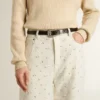 Pantalones de mezclilla blancos para mujer con abalorios y cristales