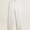 Pantalones de mezclilla de algodón color blanco óptico para mujer