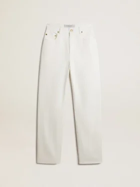Pantalones de mezclilla de algodón color blanco óptico para mujer