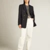 Pantalones de mezclilla de algodón color blanco óptico para mujer
