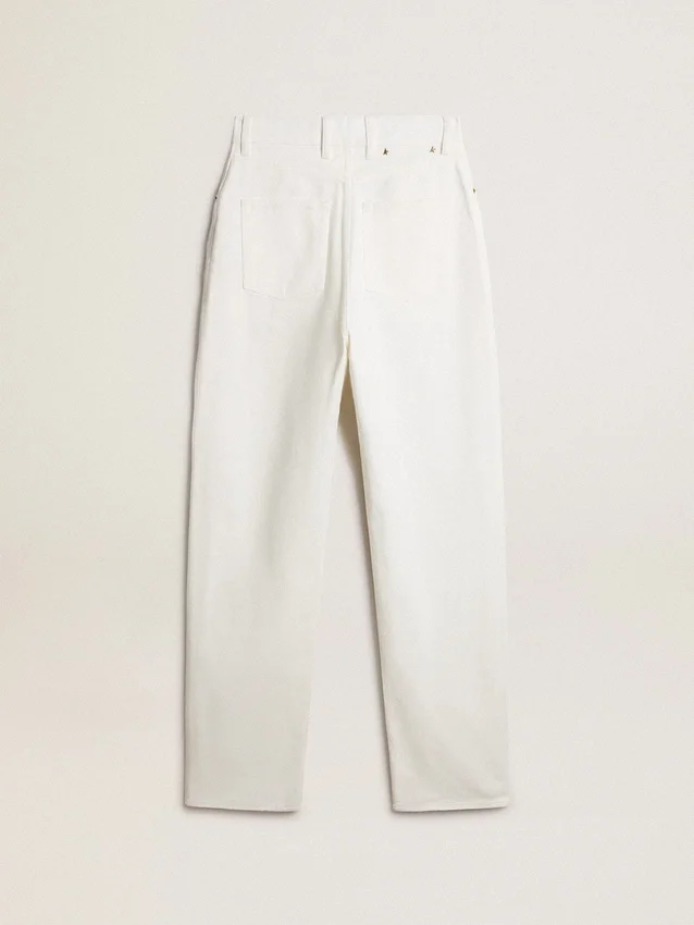 Pantalones de mezclilla de algodón color blanco óptico para mujer