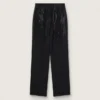 Pantalones de mezclilla de algodón para mujer con adornos de cristales con efecto sombreado