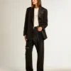 Pantalones de mezclilla de algodón para mujer con adornos de cristales con efecto sombreado