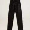 Pantalones de mezclilla de algodón para mujer con adornos de cristales con efecto sombreado