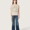 Pantalones de mezclilla de corte acampanado para niñas de la colección Journey en mezclilla azul con pedrería degradada