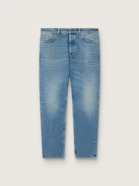 Pantalones de mezclilla de corte ajustado para hombre con lavado medio