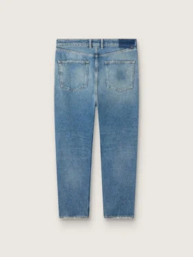 Pantalones de mezclilla de corte ajustado para hombre con lavado medio