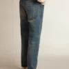 Pantalones de mezclilla de corte ajustado para hombre con lavado medio