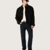 Pantalones de mezclilla de corte ajustado para hombre en mezclilla elástica de color índigo oscuro