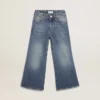 Pantalones de mezclilla de corte ancho en denim azul medio