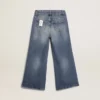 Pantalones de mezclilla de corte ancho en denim azul medio