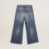 Pantalones de mezclilla de corte ancho en denim azul medio