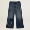 Pantalones de mezclilla de pierna ancha para niñas en azul