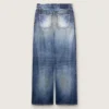 Pantalones de mezclilla estilo boyfriend para mujer en azul denim con estampado de archivo