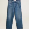 Pantalones de mezclilla holgados de lavado medio azul