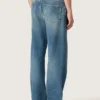 Pantalones de mezclilla holgados de lavado medio azul