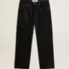 Pantalones de mezclilla negros para hombre con corte holgado y efecto degradado con cristales por toda la prenda