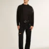 Pantalones de mezclilla negros para hombre con corte holgado y efecto degradado con cristales por toda la prenda