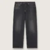 Pantalones de mezclilla negros para hombre con efecto lavado a la piedra