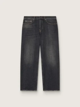 Pantalones de mezclilla negros para hombre con efecto lavado a la piedra