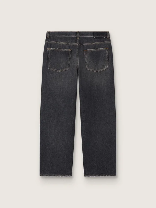 Pantalones de mezclilla negros para hombre con efecto lavado a la piedra
