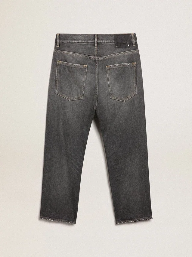 Pantalones de mezclilla negros para hombre con efecto lavado a la piedra
