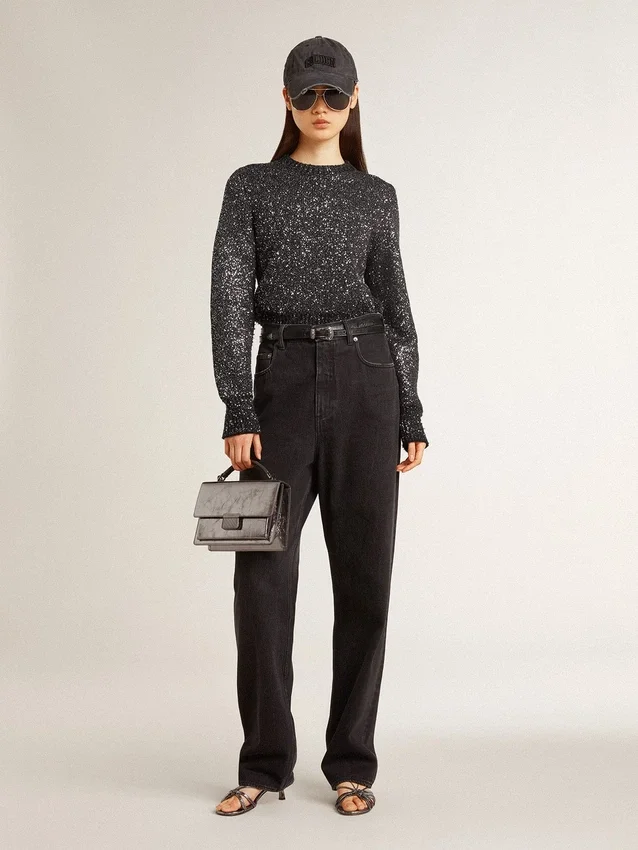 Pantalones de mezclilla negros para mujer