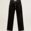 Pantalones de mezclilla negros para mujer con efecto lavado aterciopelado